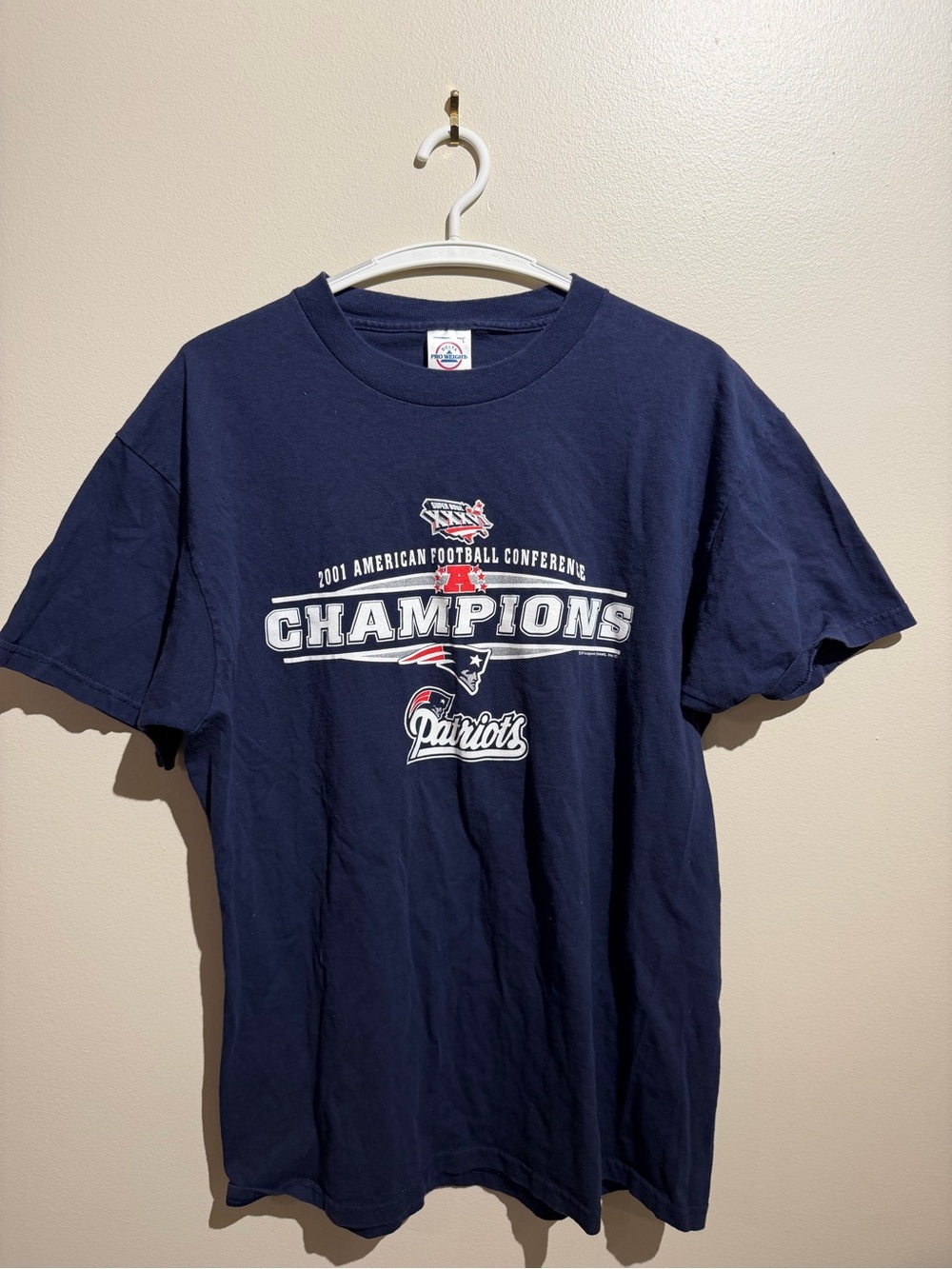 Vintage 2001 Patriots AFC Championship Tee Shirt Blue L‎